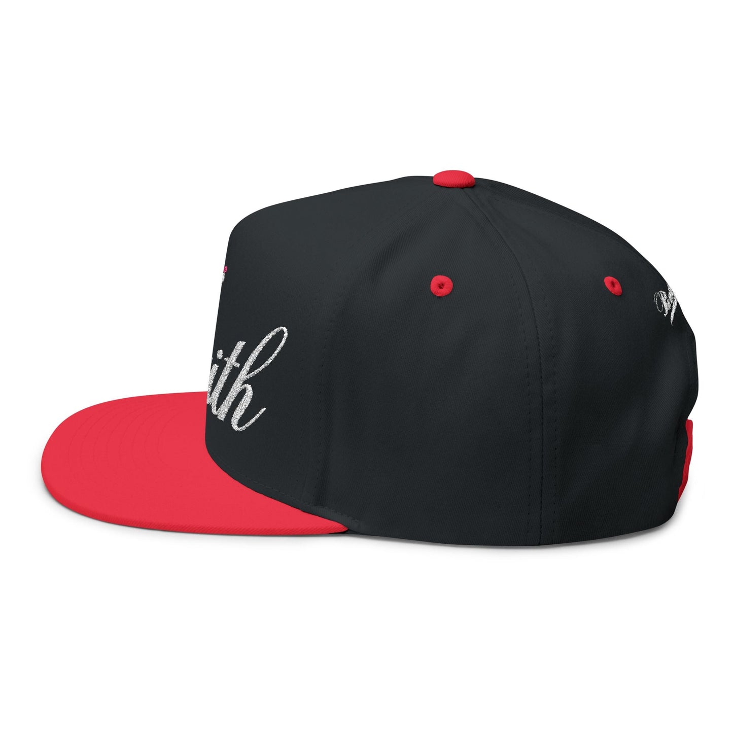 Romans 1:16 Faith Embroidered Flat Bill Cap Floral Script Snapback - Faith, Can Apparel