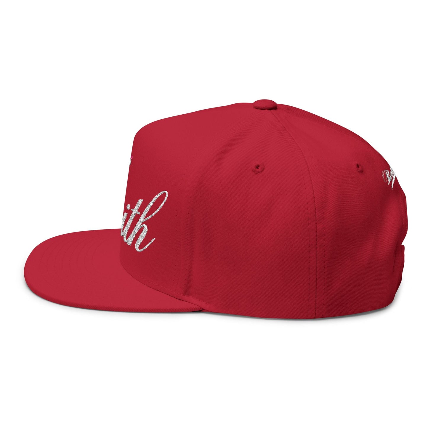 Romans 1:16 Faith Embroidered Flat Bill Cap Floral Script Snapback - Faith, Can Apparel